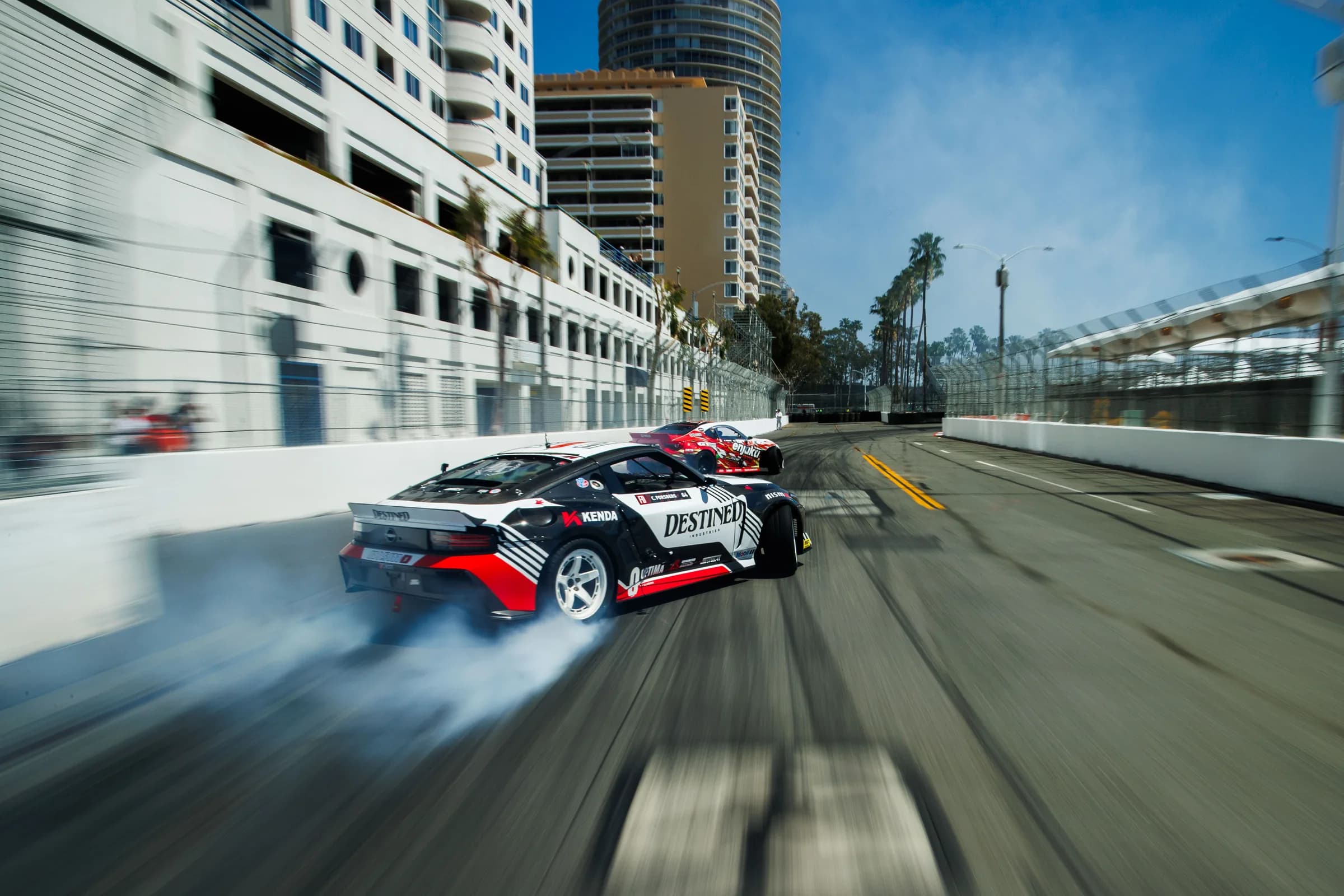 Tandem drift chase on track